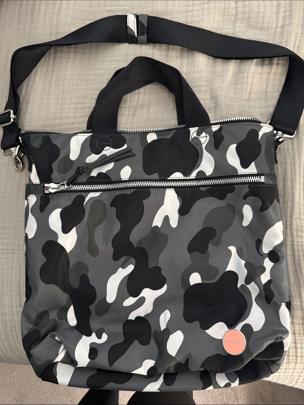 Shortylove Wonder Black/Gray/White Camo Large Crossbody Messenger Bag